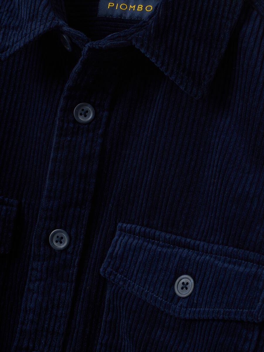 Shacket blu in puro cotone a coste over fit_5