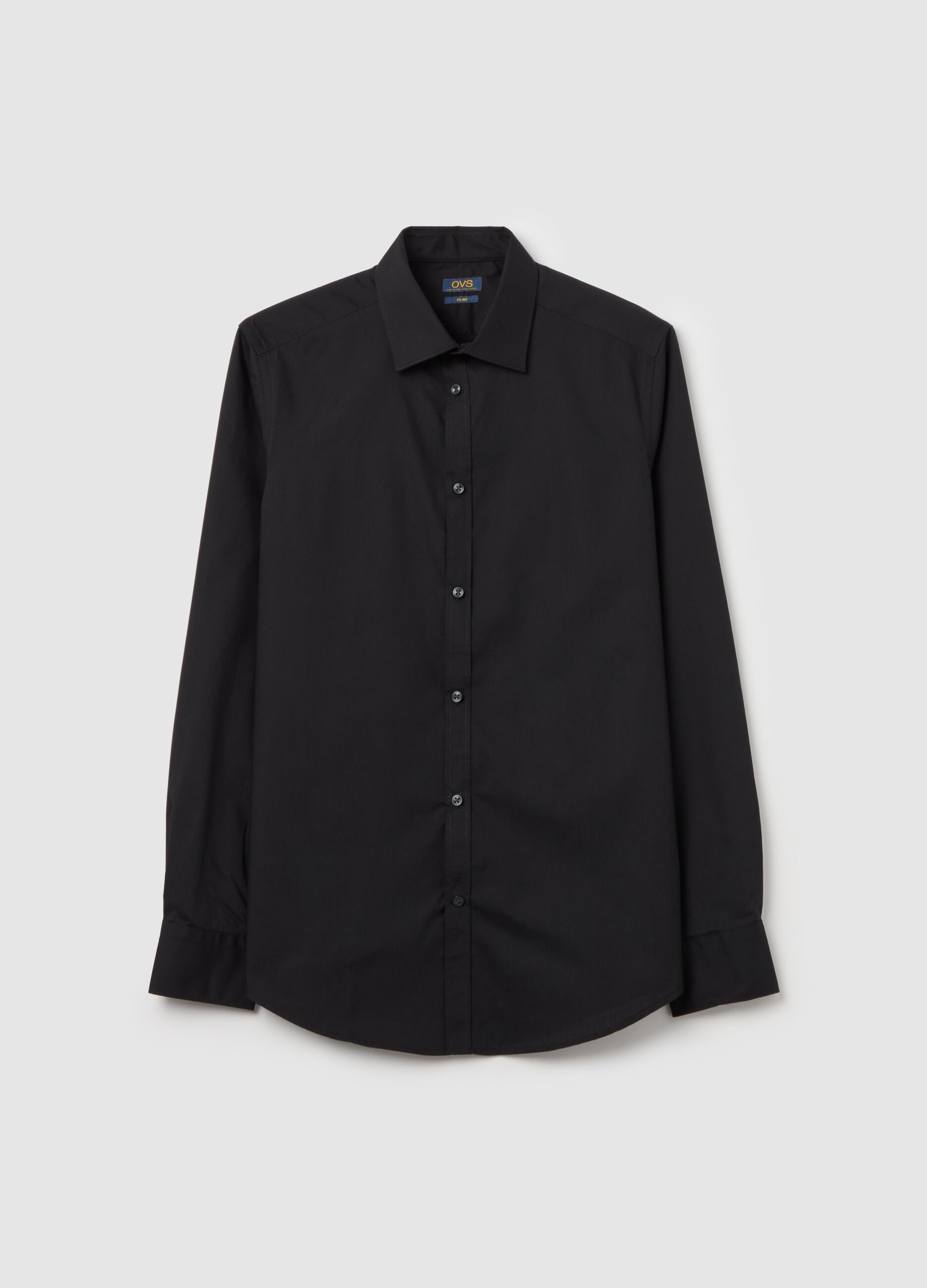 Slim-fit solid colour easy-iron shirt