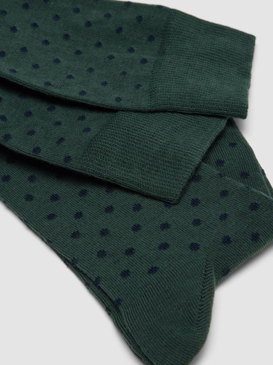 2-pack of navy blue and dark green long socks in stretch cotton_1