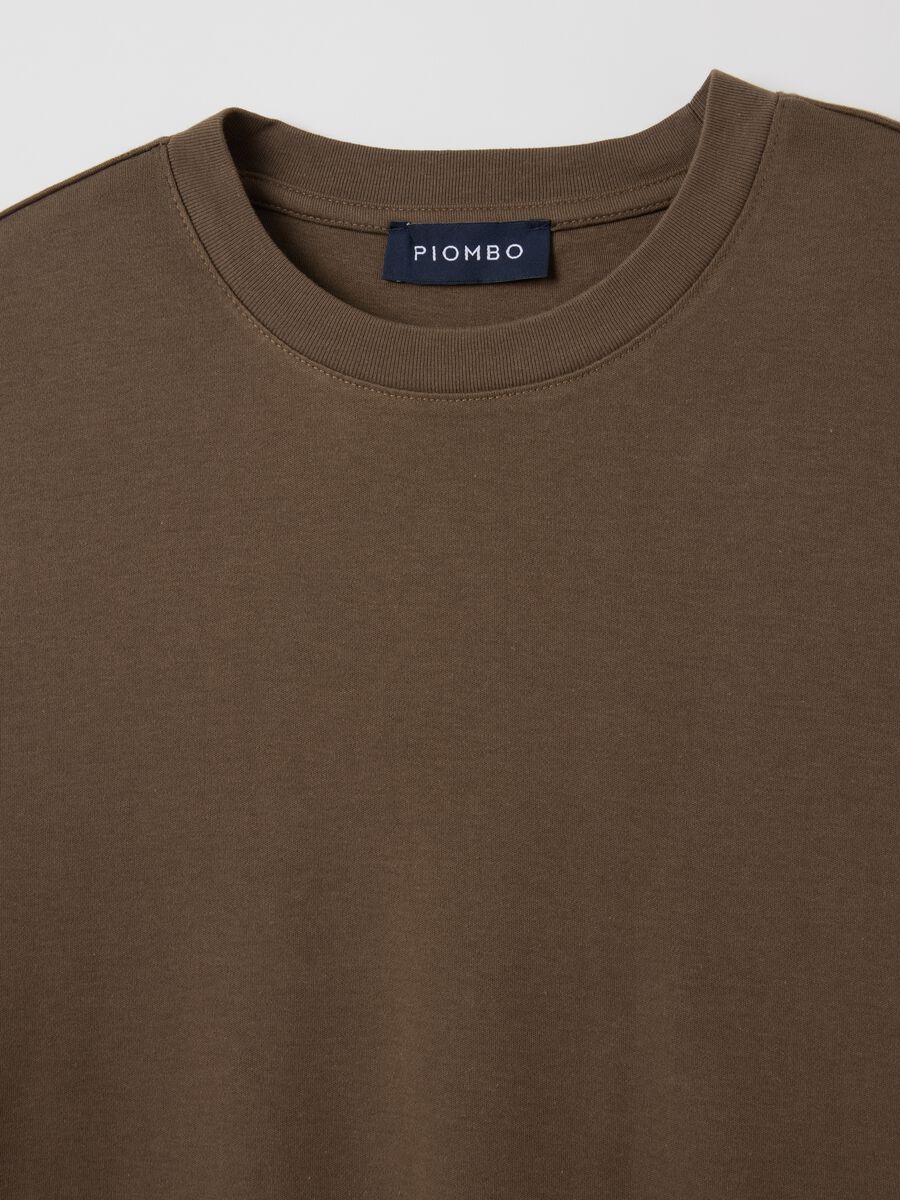 T-shirt in puro cotone marrone regular fit_5