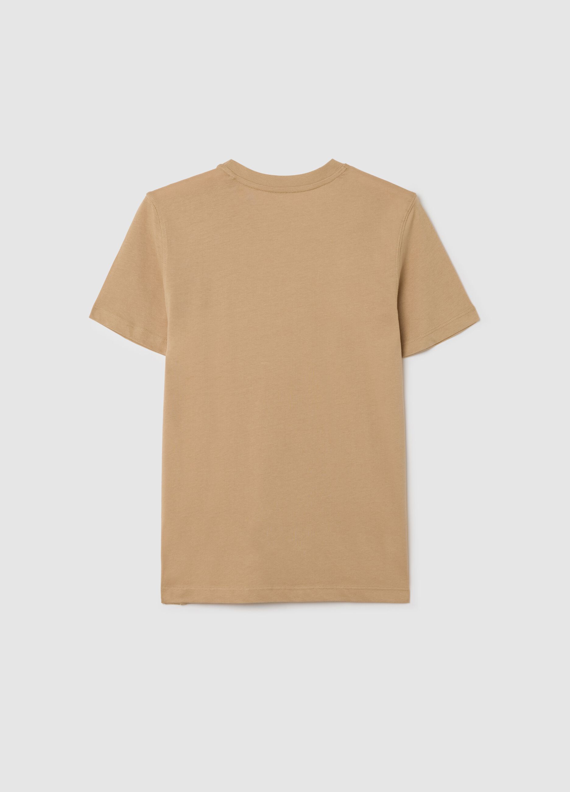 Brown T-shirt in cotton with lettering print