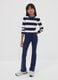 Blue flared leggings in stretch organic cotton for girls_0