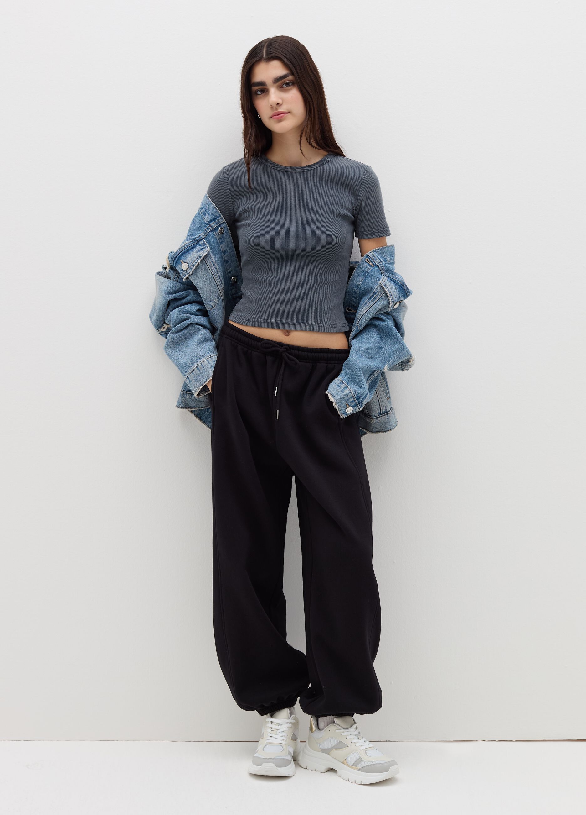 B. ANGEL T-shirt in cotone stretch a costine
