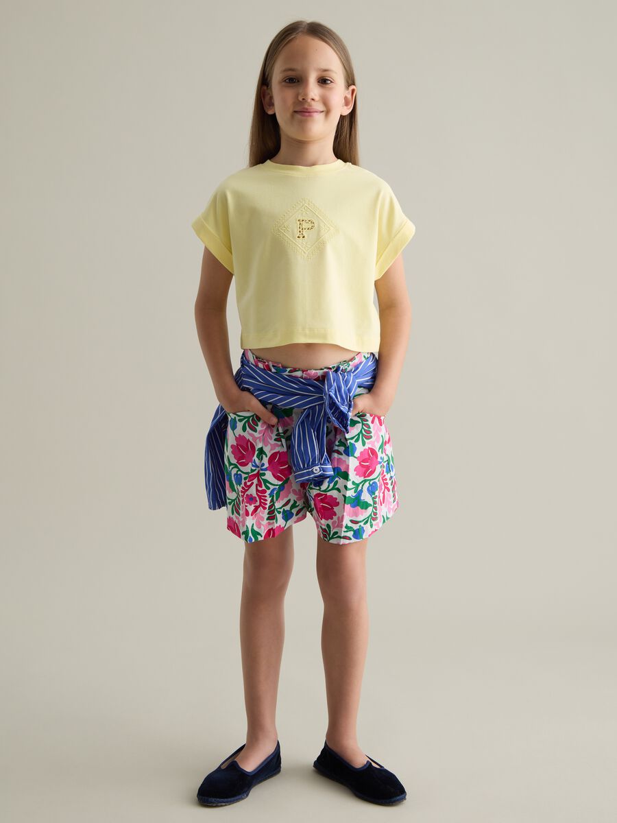 Girls' multicolour floral cotton shorts_1