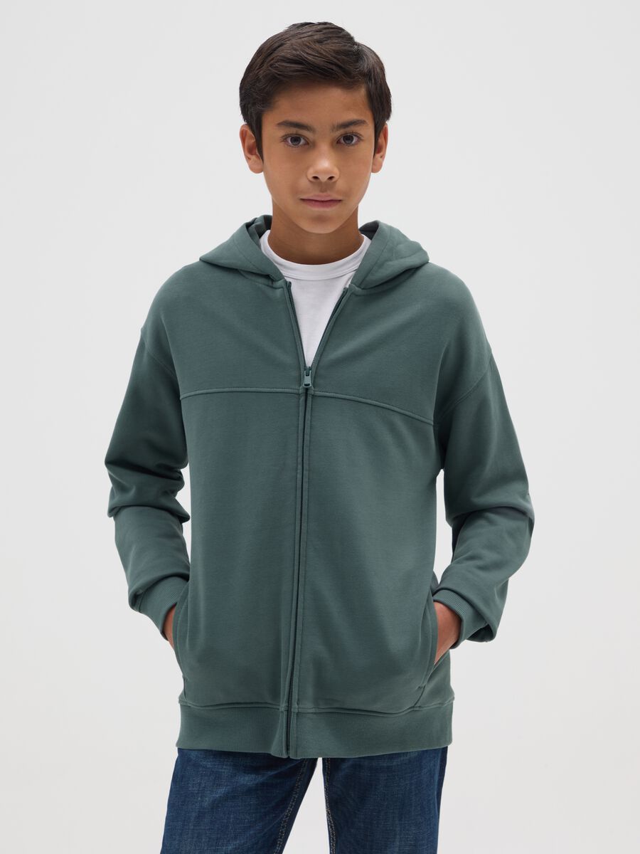 Felpa da ragazzo in puro cotone verde regular fit_0