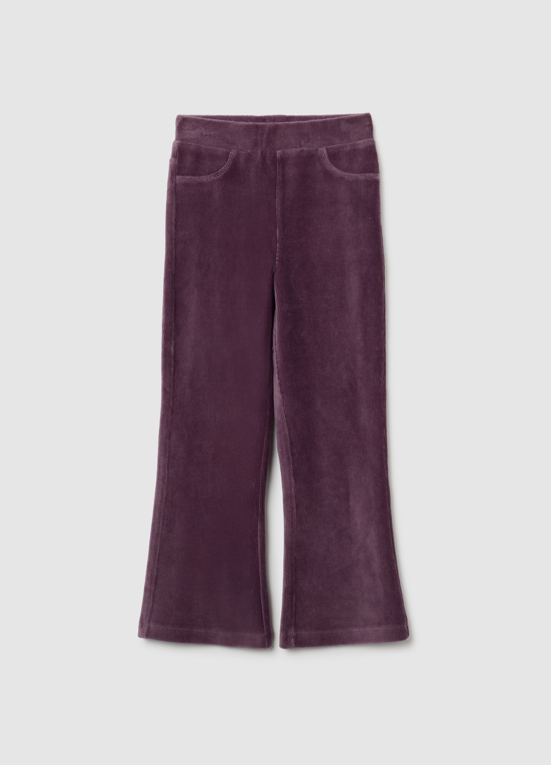 Girls' purple flare cotton blend trousers