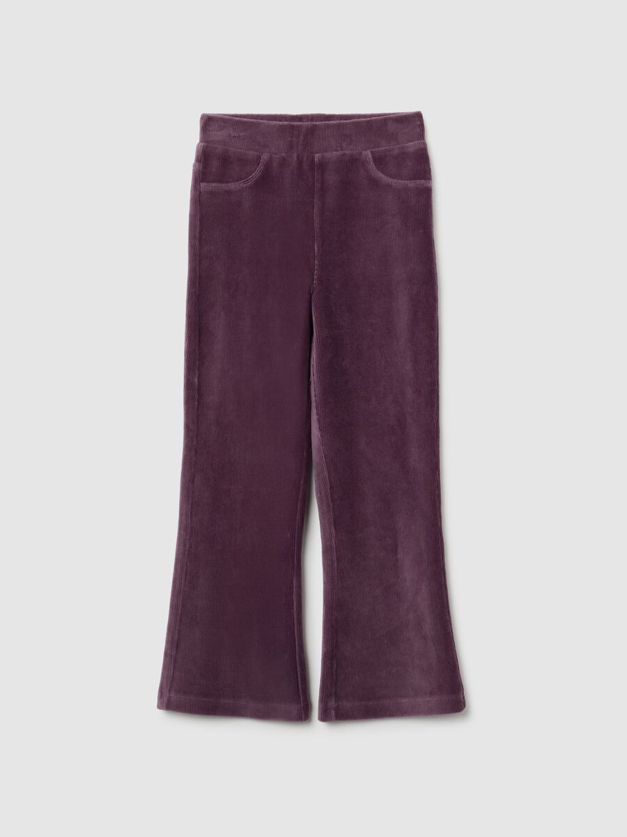 Girls' purple flare cotton blend trousers_0
