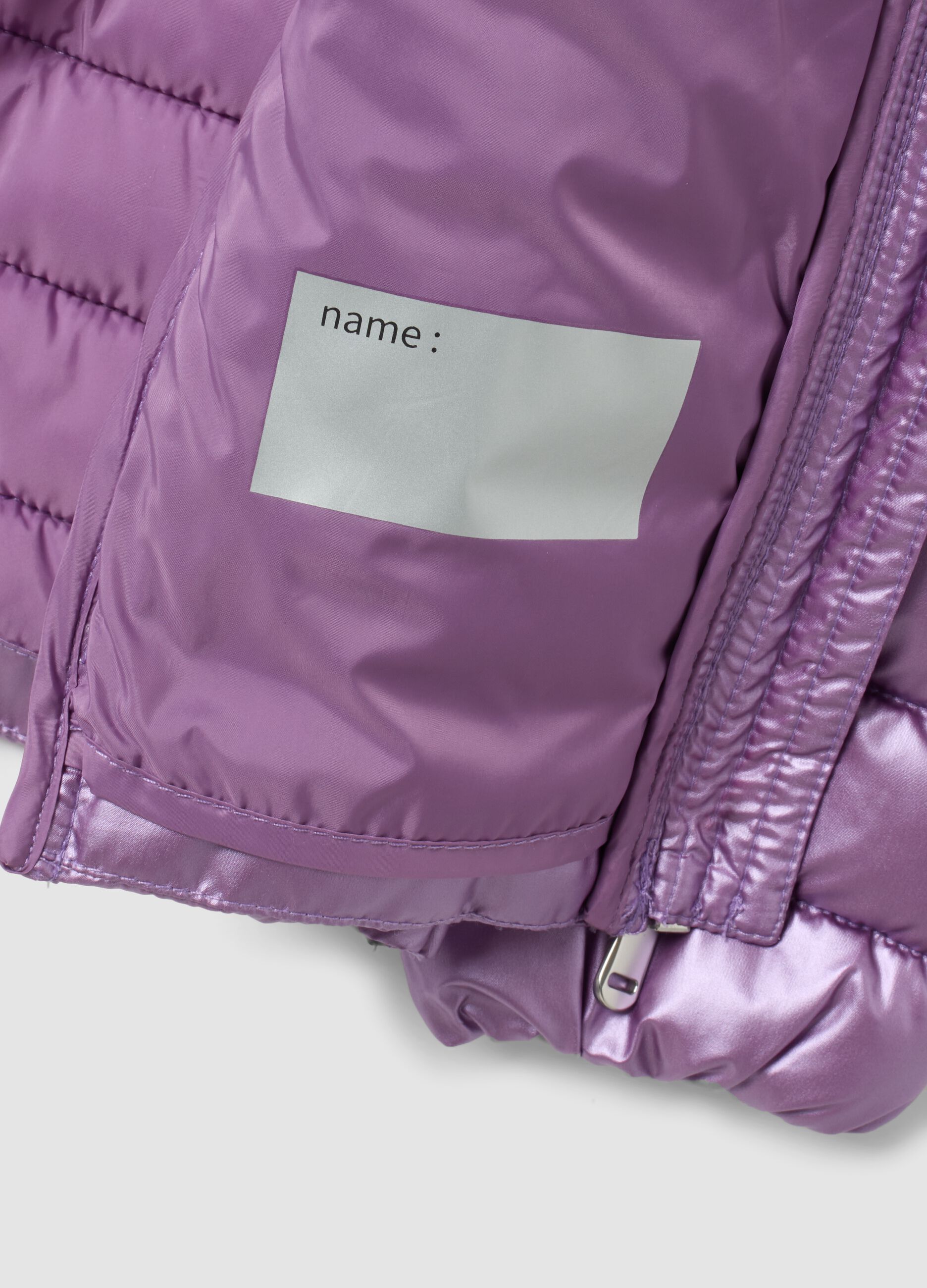 Purple Ultralight padded jacket with hood and zip for girls