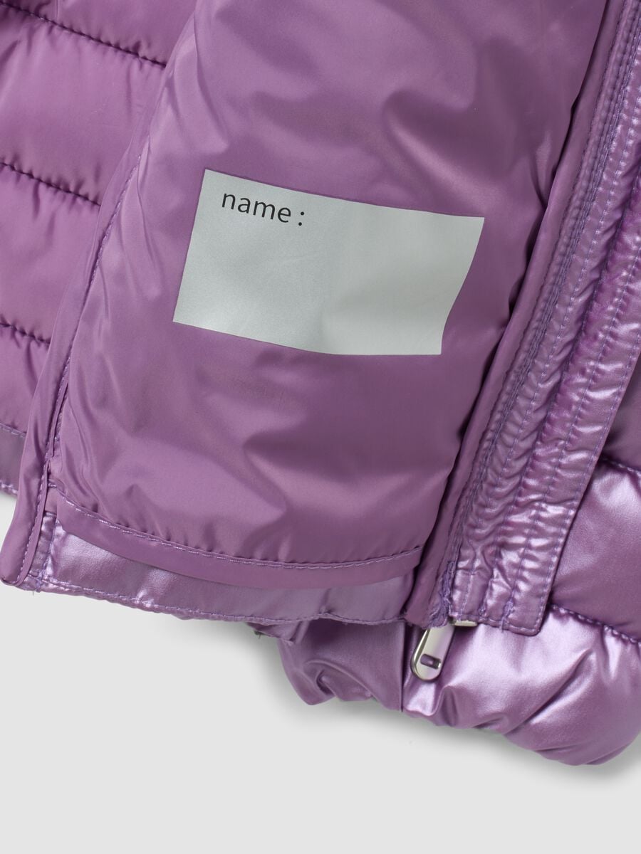Piumino Ultralight viola con cappuccio e zip per bambina_1
