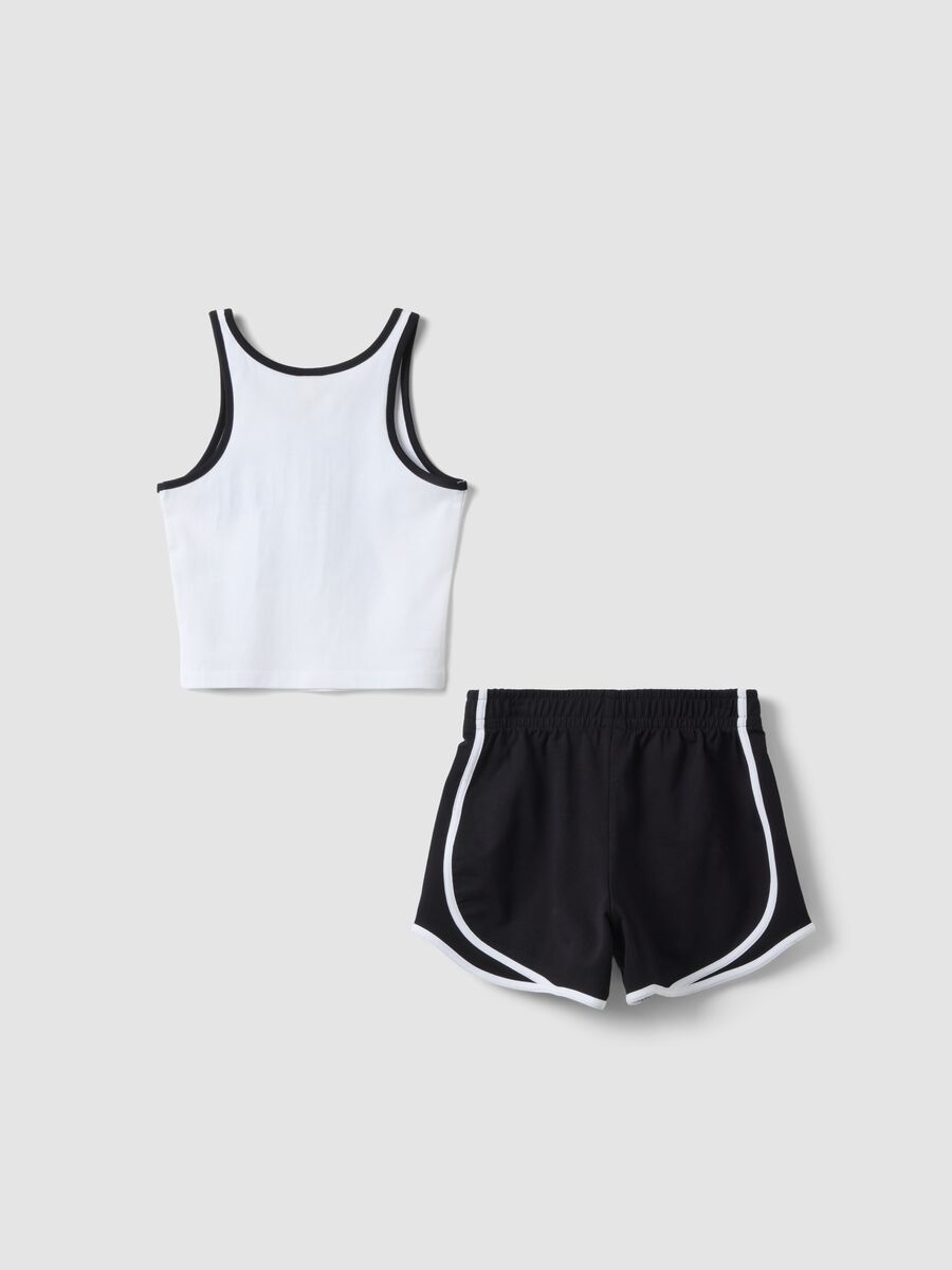 Girl's multicolour stretch cotton fitted set with Stitch_1