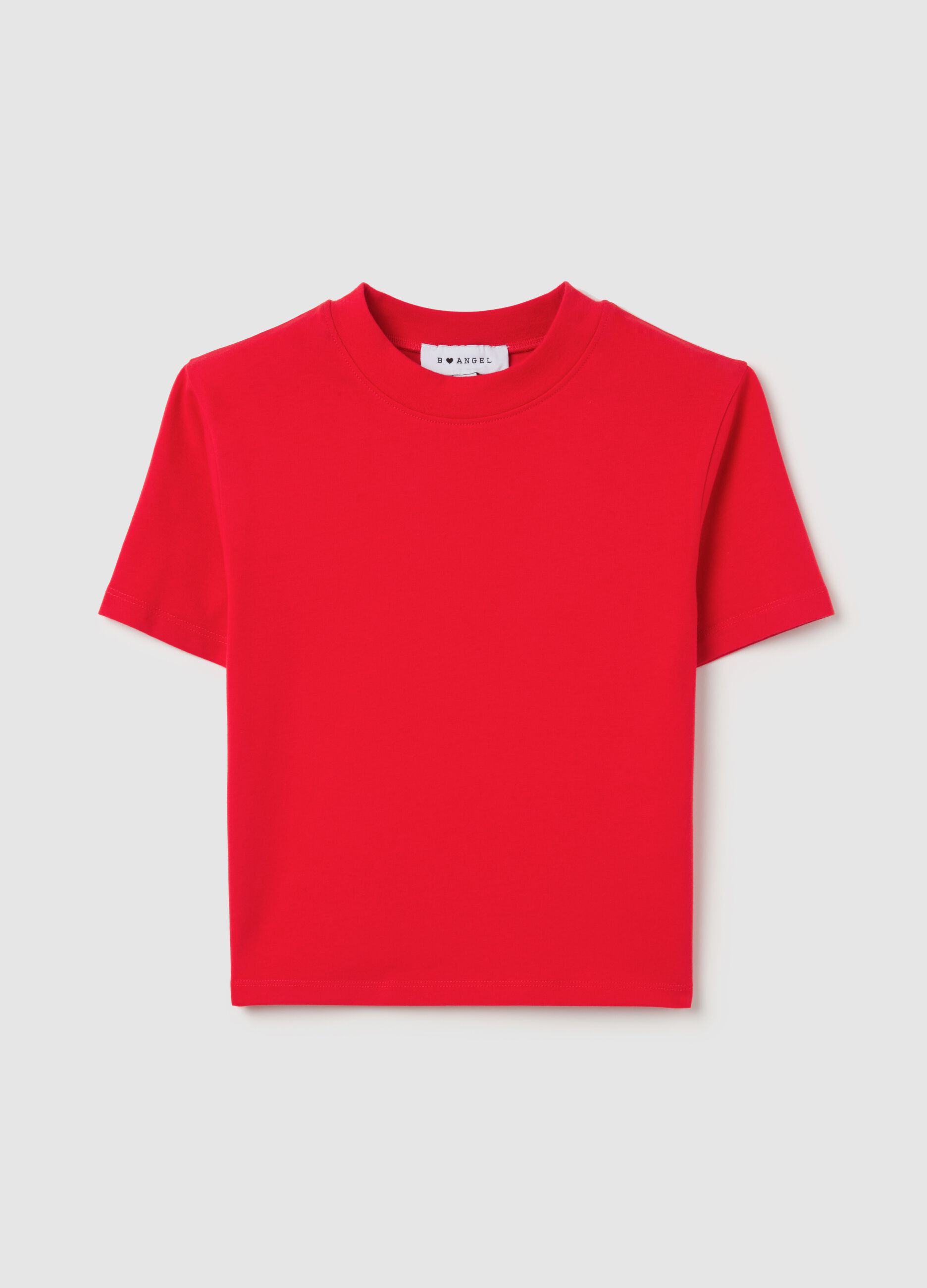T-shirt mock neck in cotone stretch