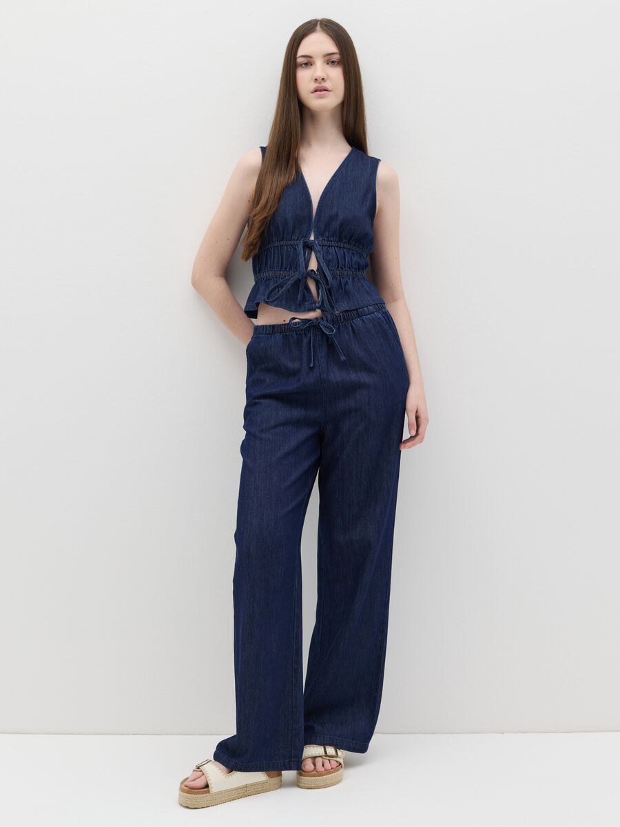 Wide-leg trousers in denim_0