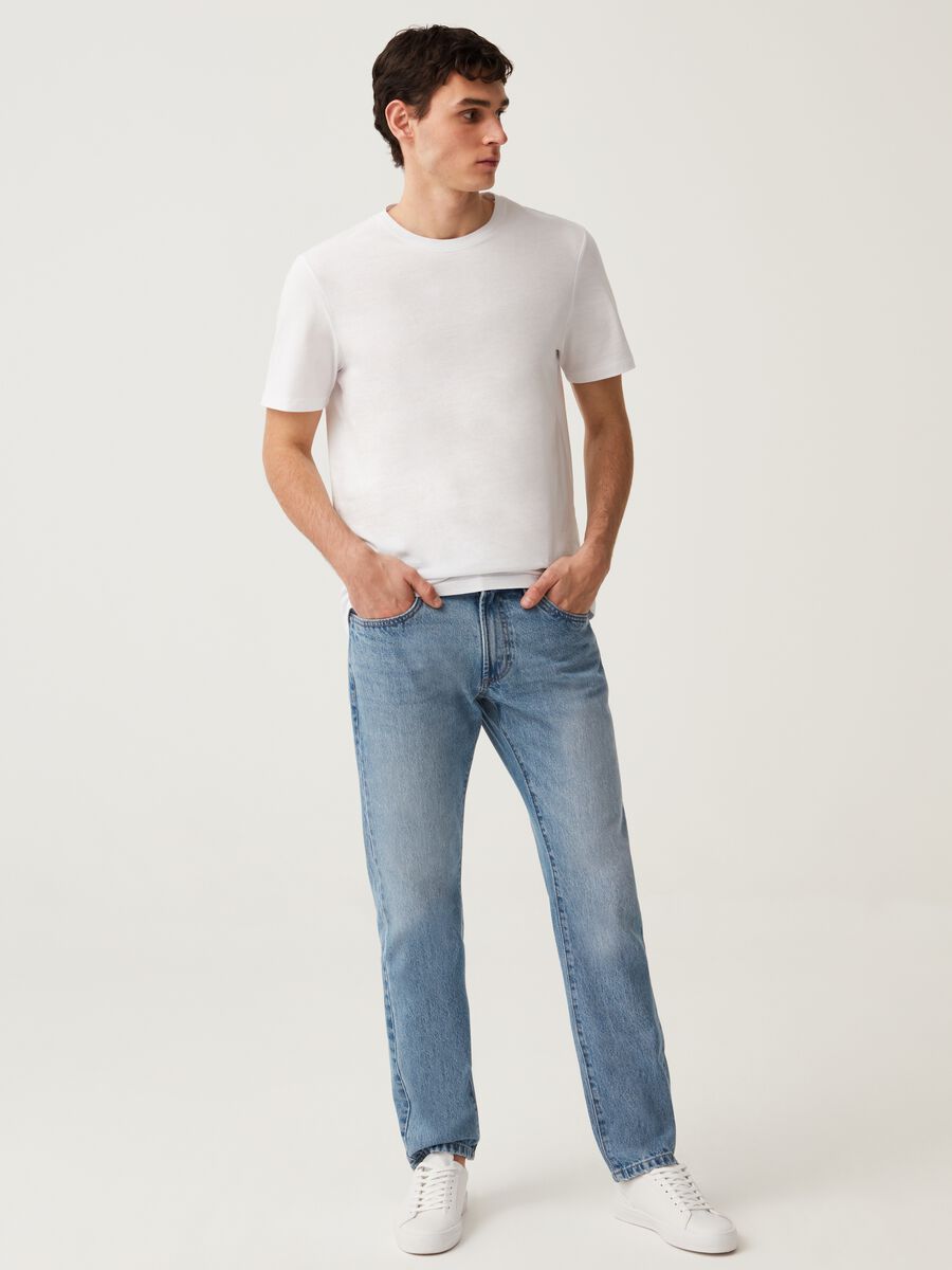 Regular fit jeans with discolouring_0