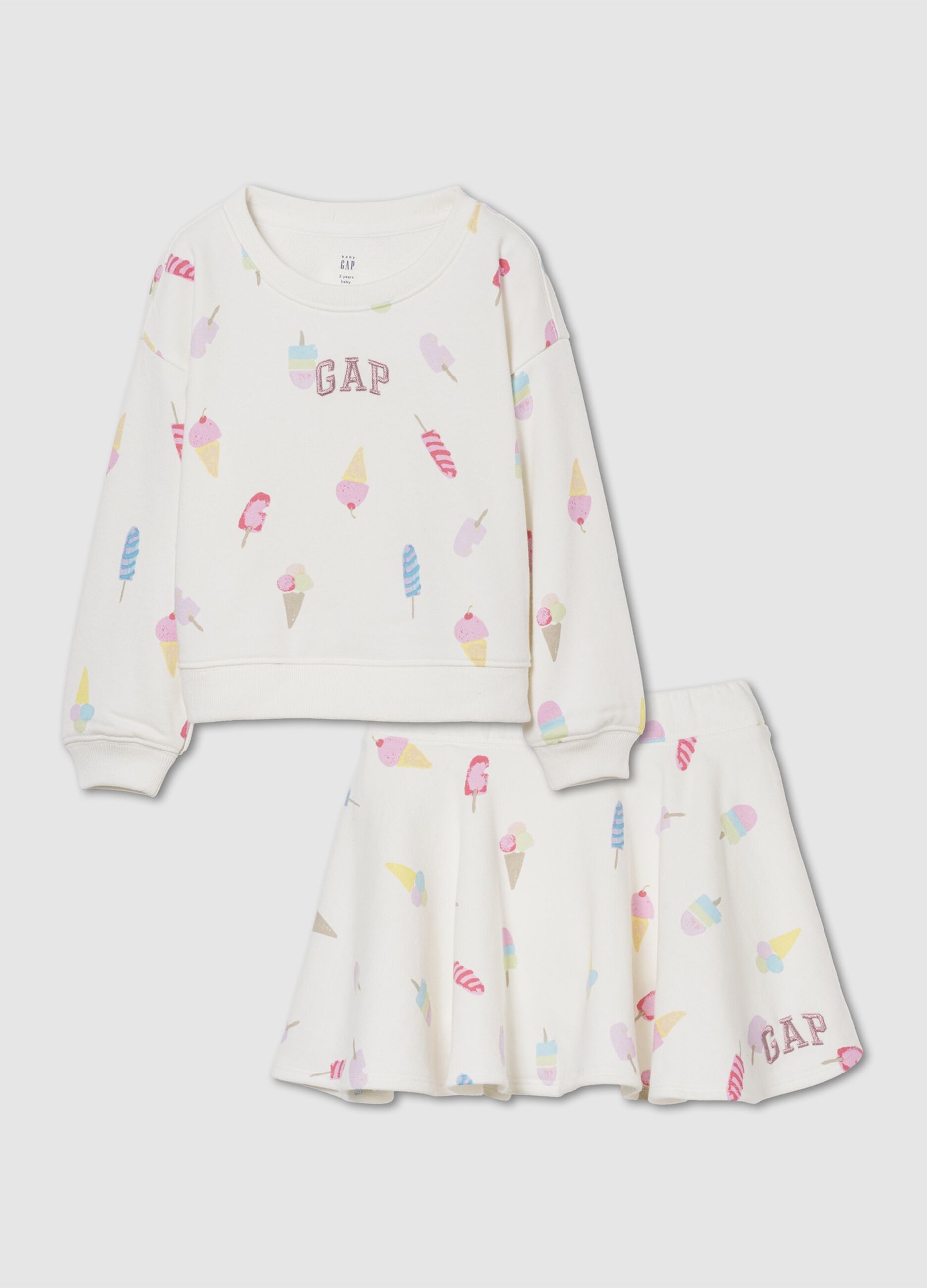 Cotton-blend sweatshirt and skirt set