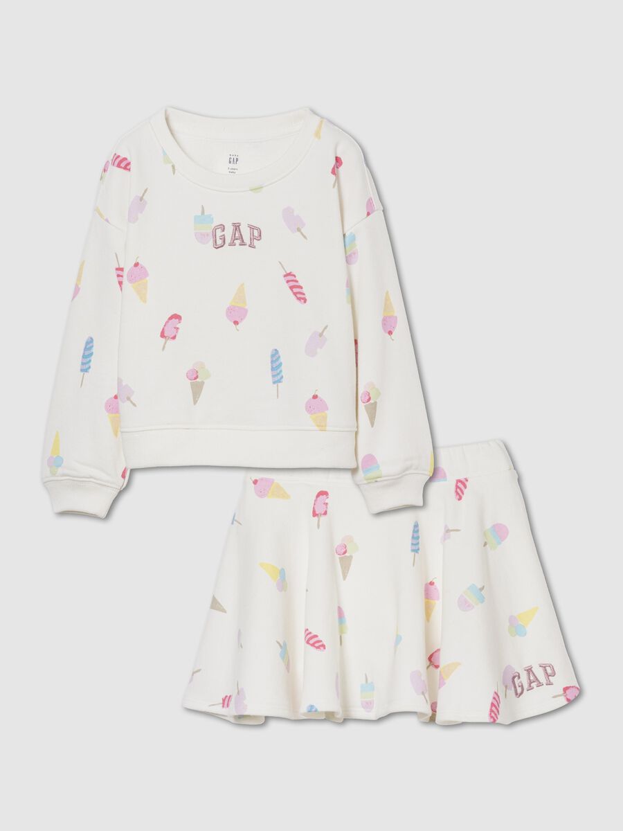 Set felpa e gonna in misto cotone con logo GAP_0