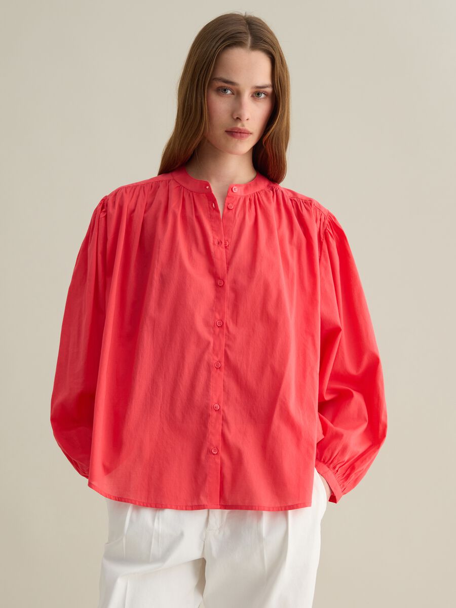Women’s shirt in red 100% cotton with regular fit_1