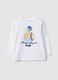 White pure cotton regular fit t-shirt with teddy bear for boys_0