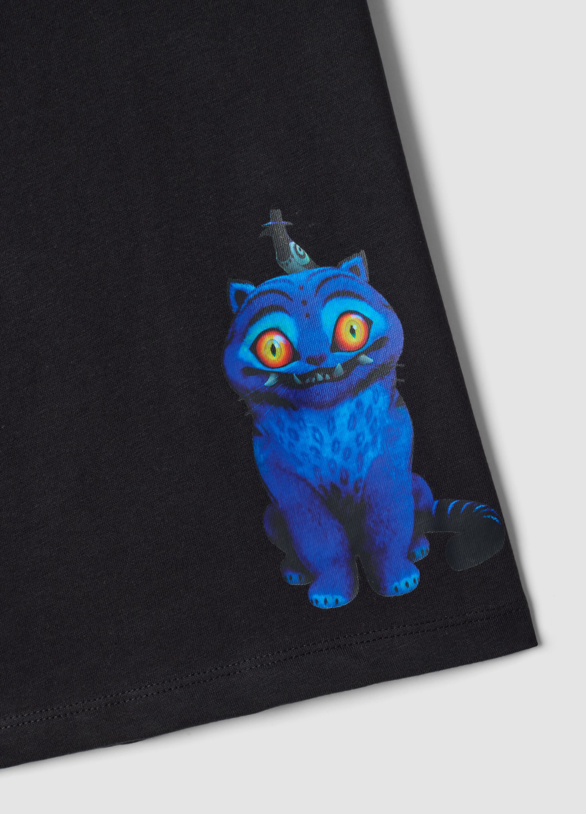 Black pure cotton T-shirt with K-Pop Demon Hunters print for girls