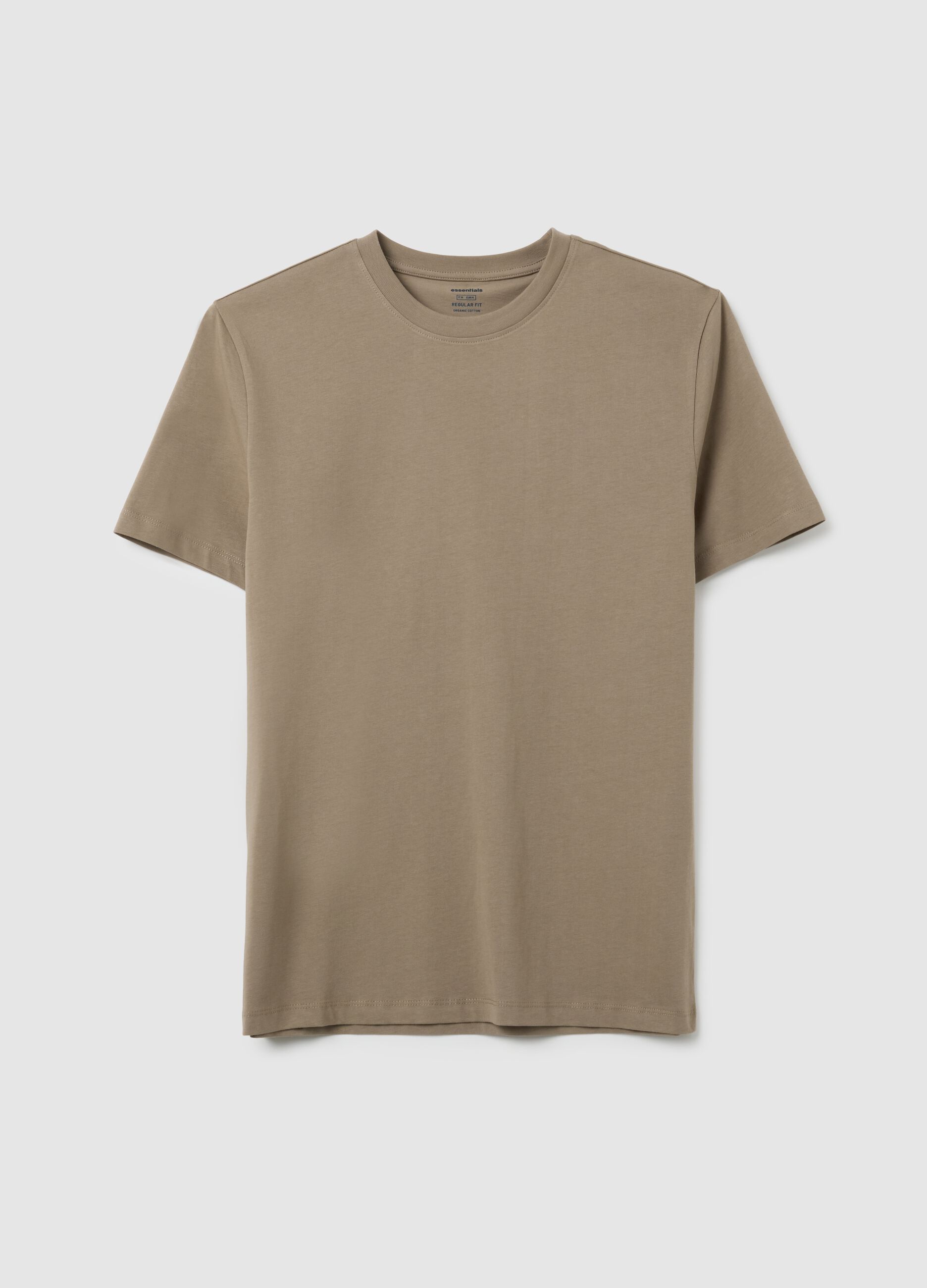 Beige pure cotton regular fit T-shirt