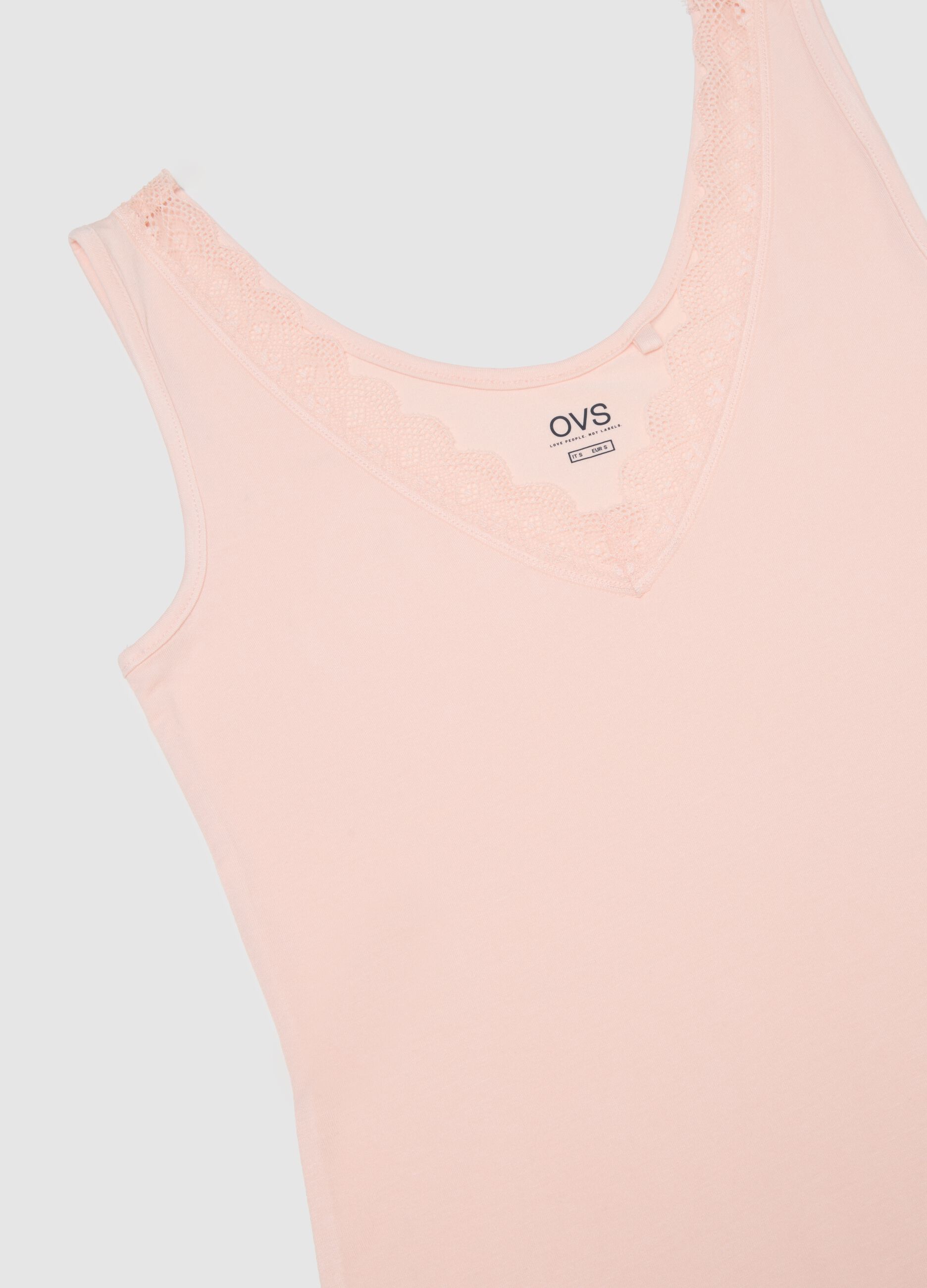 Pink viscose blend tank top with regular fit