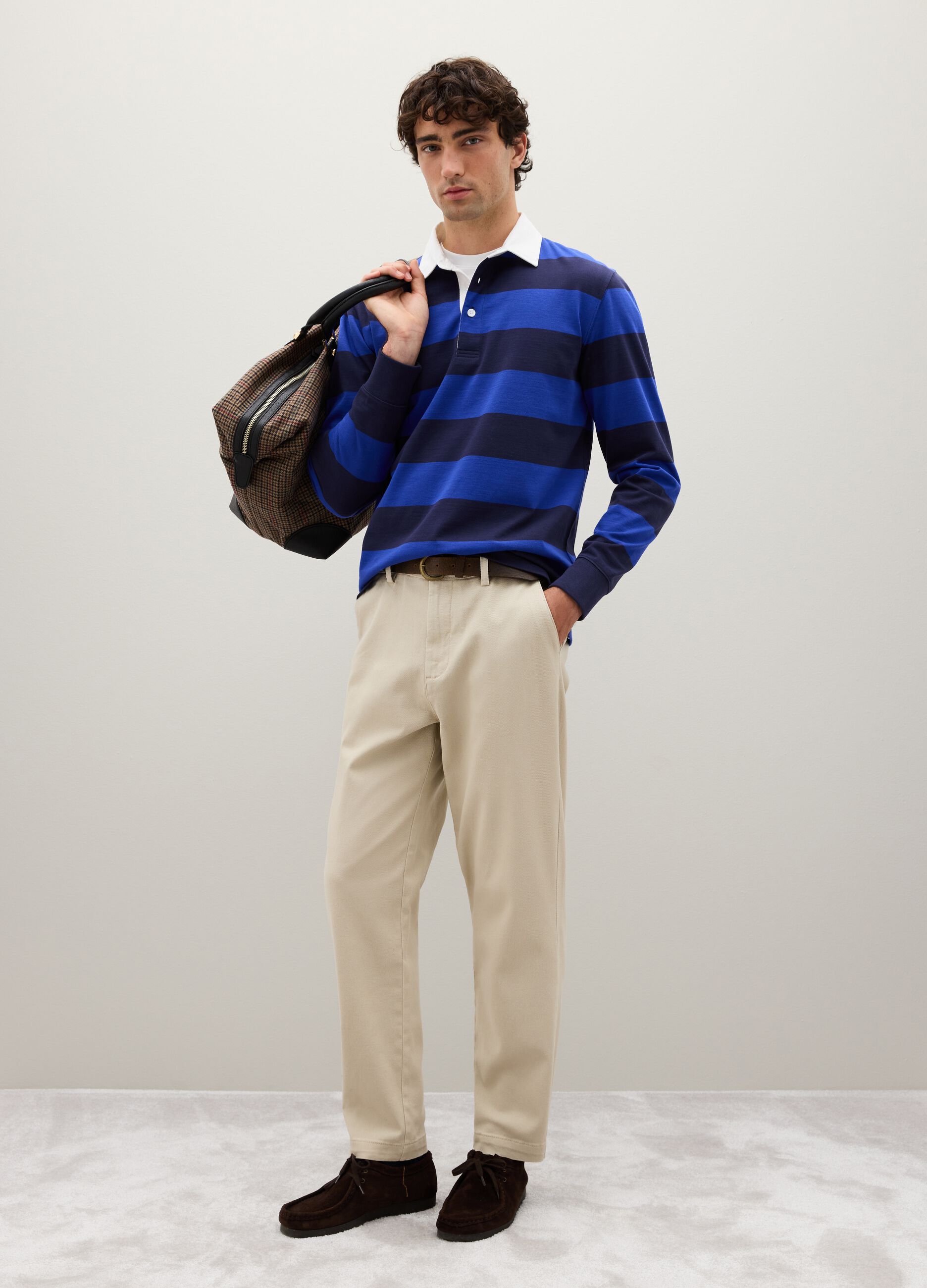 Blue pure cotton polo shirt regular fit