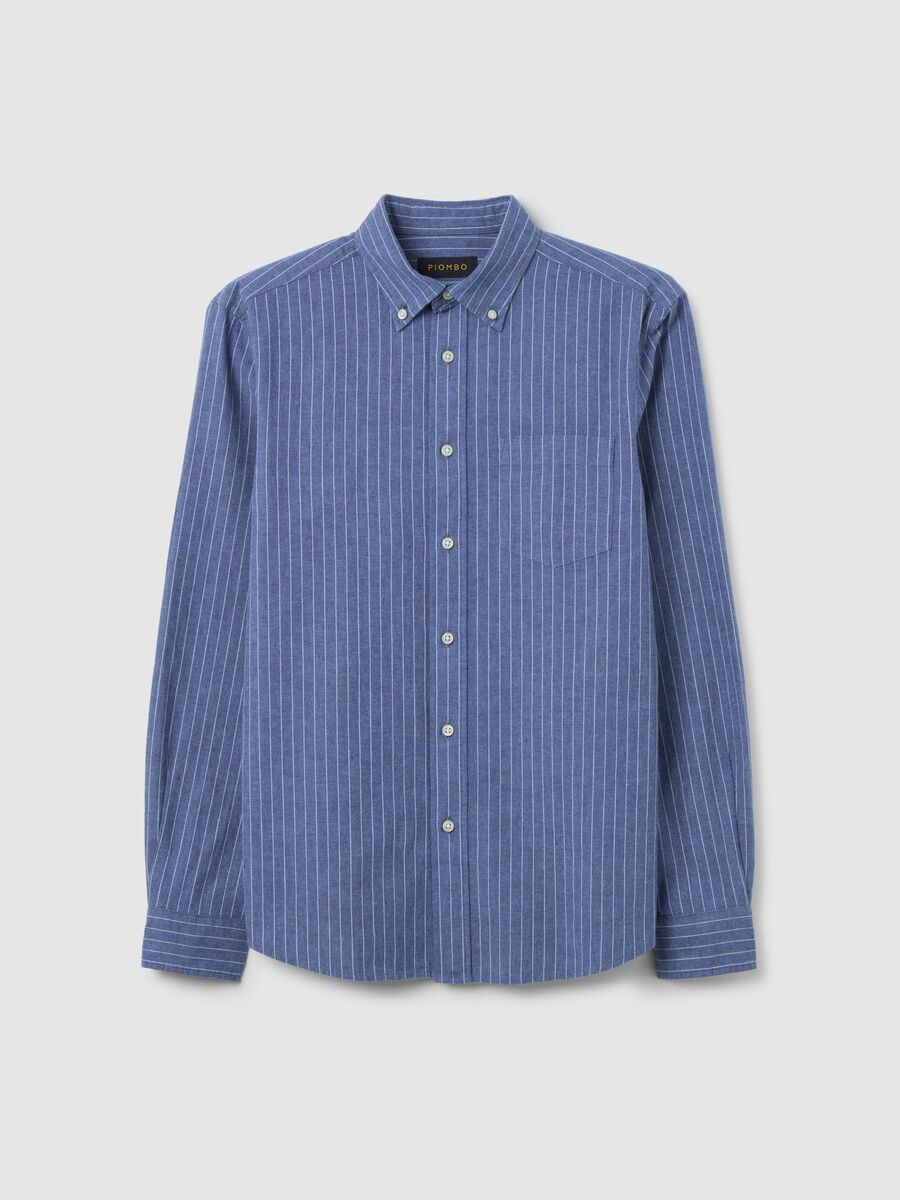 Striped regular-fit shirt in cotton and linen_4