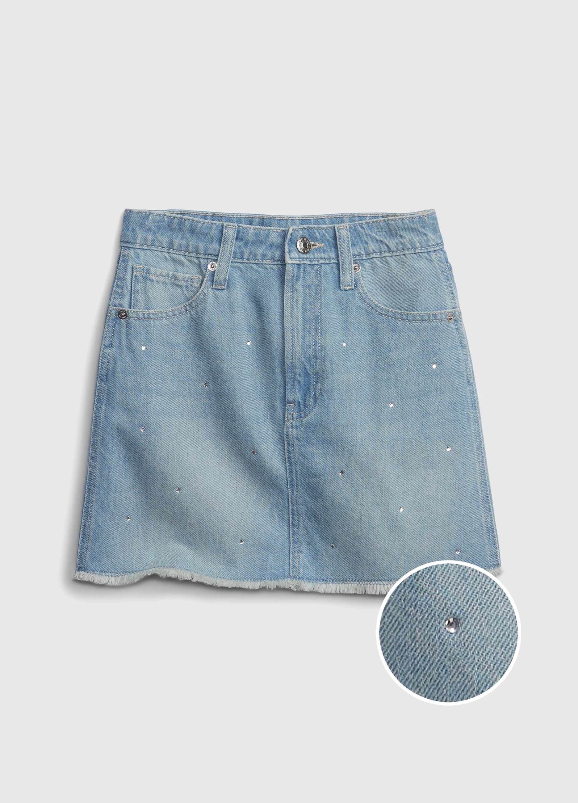 Denim miniskirt with diamantés