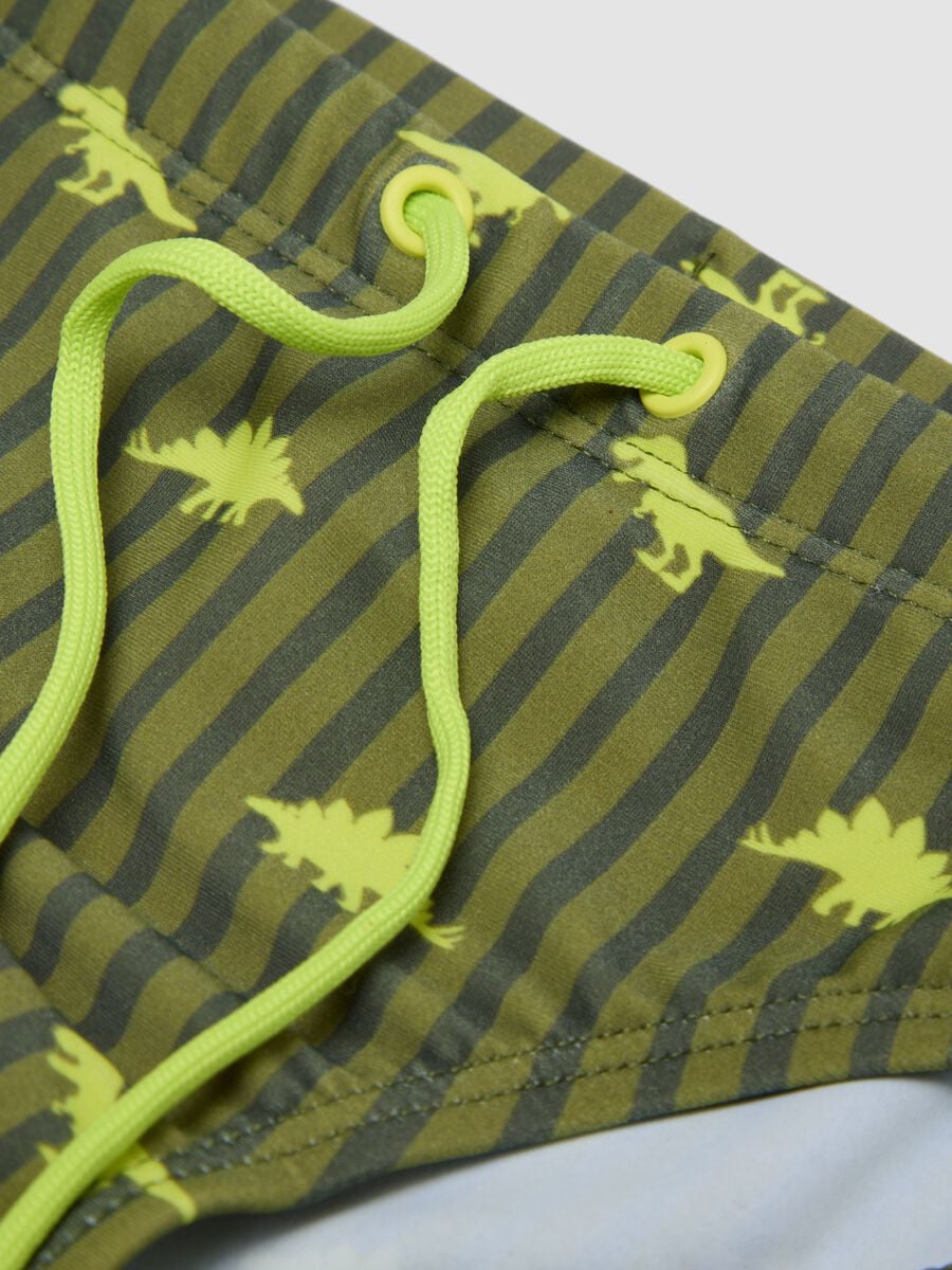 Green dinosaur-print stretch swim briefs_2