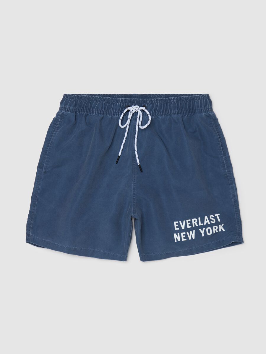 Blue swimming trunks with logo print_4