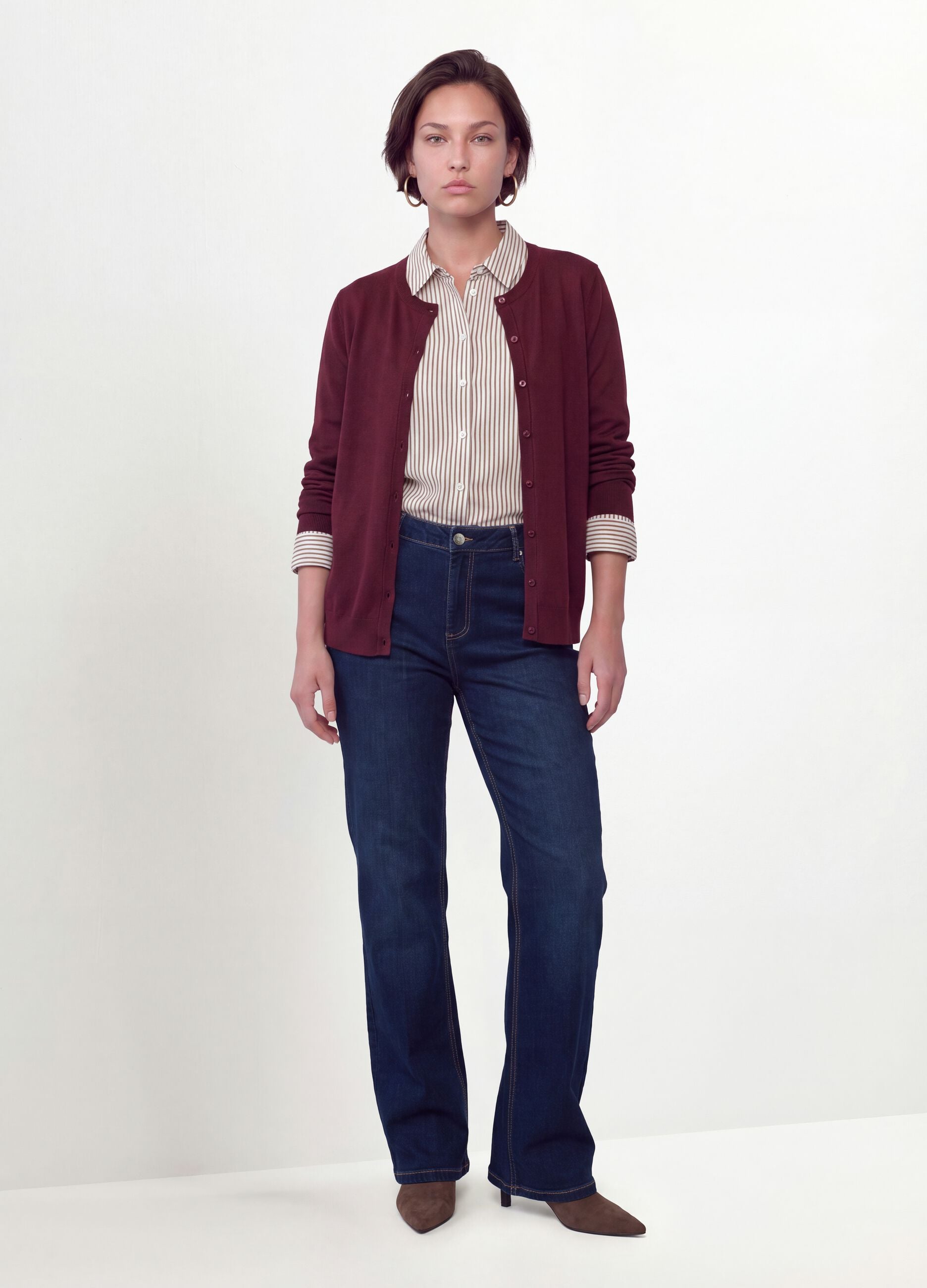 Cardigan rosso in misto viscosa con bottoni regular fit