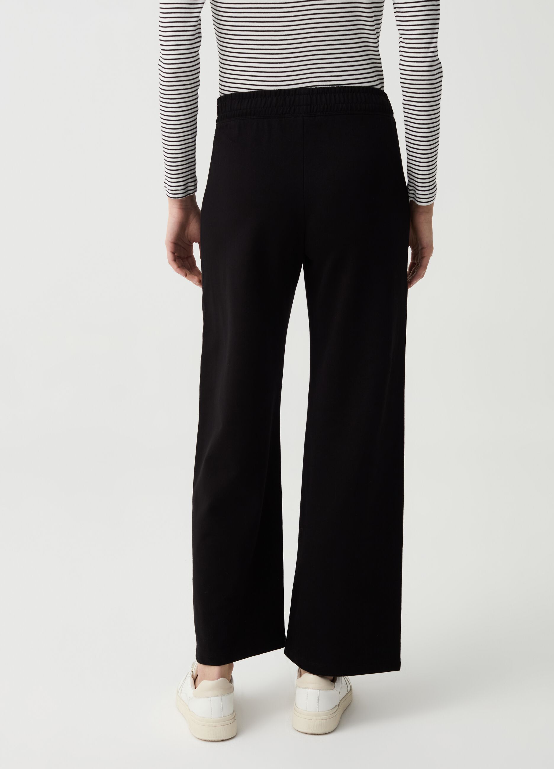 Joggers wide leg in felpa