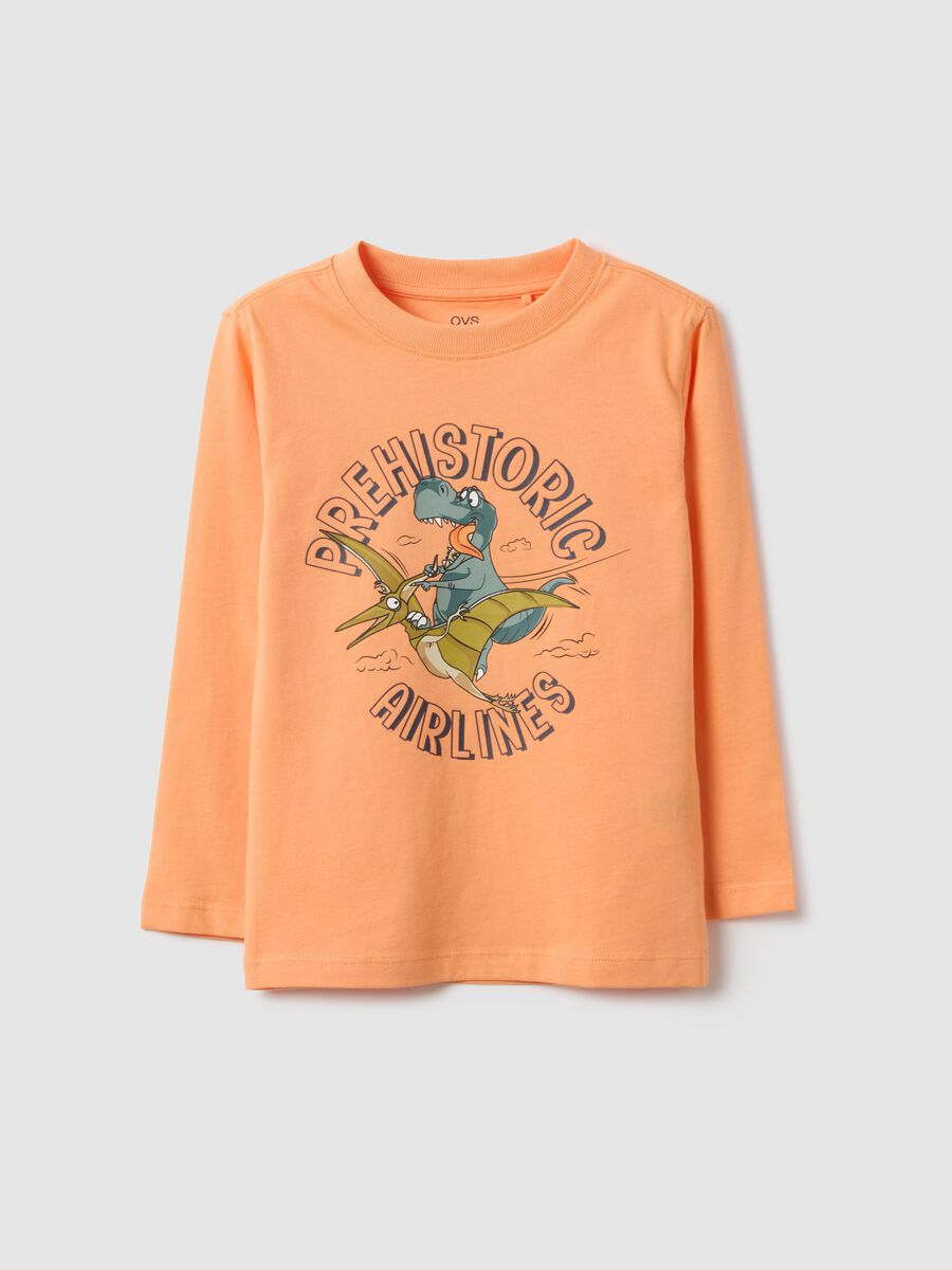 Kids Regular Fit Orange Pure Cotton T-shirt with Print_0