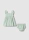 Green Cotton and Linen Blend Set for Baby Girls_1