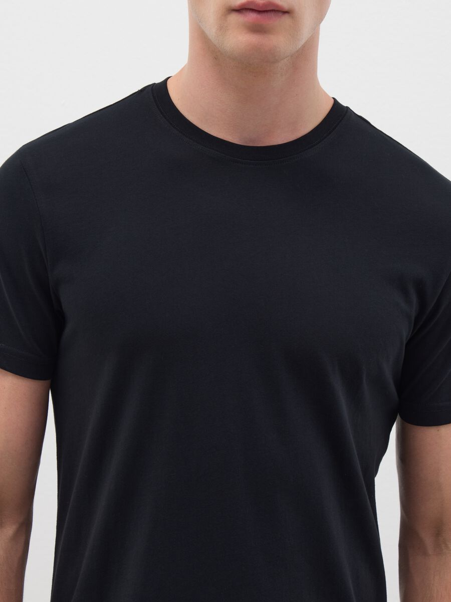 T-shirt da uomo in puro cotone nero_0