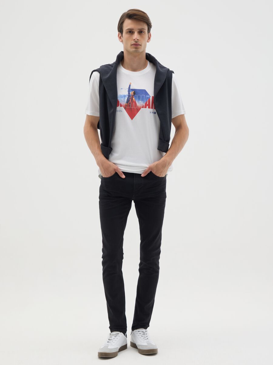 Men's pure cotton white T-shirt with Superman print_1