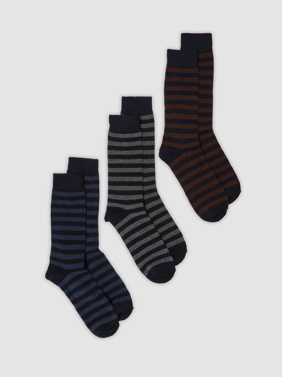 3-pack of blue organic stretch cotton mid-calf socks_0
