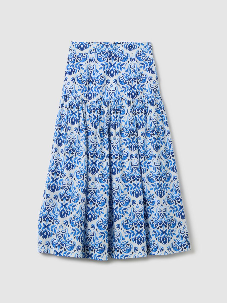 Women's Long Skirt in Pure Cotton Multicolour Regular Fit with Pattern_4