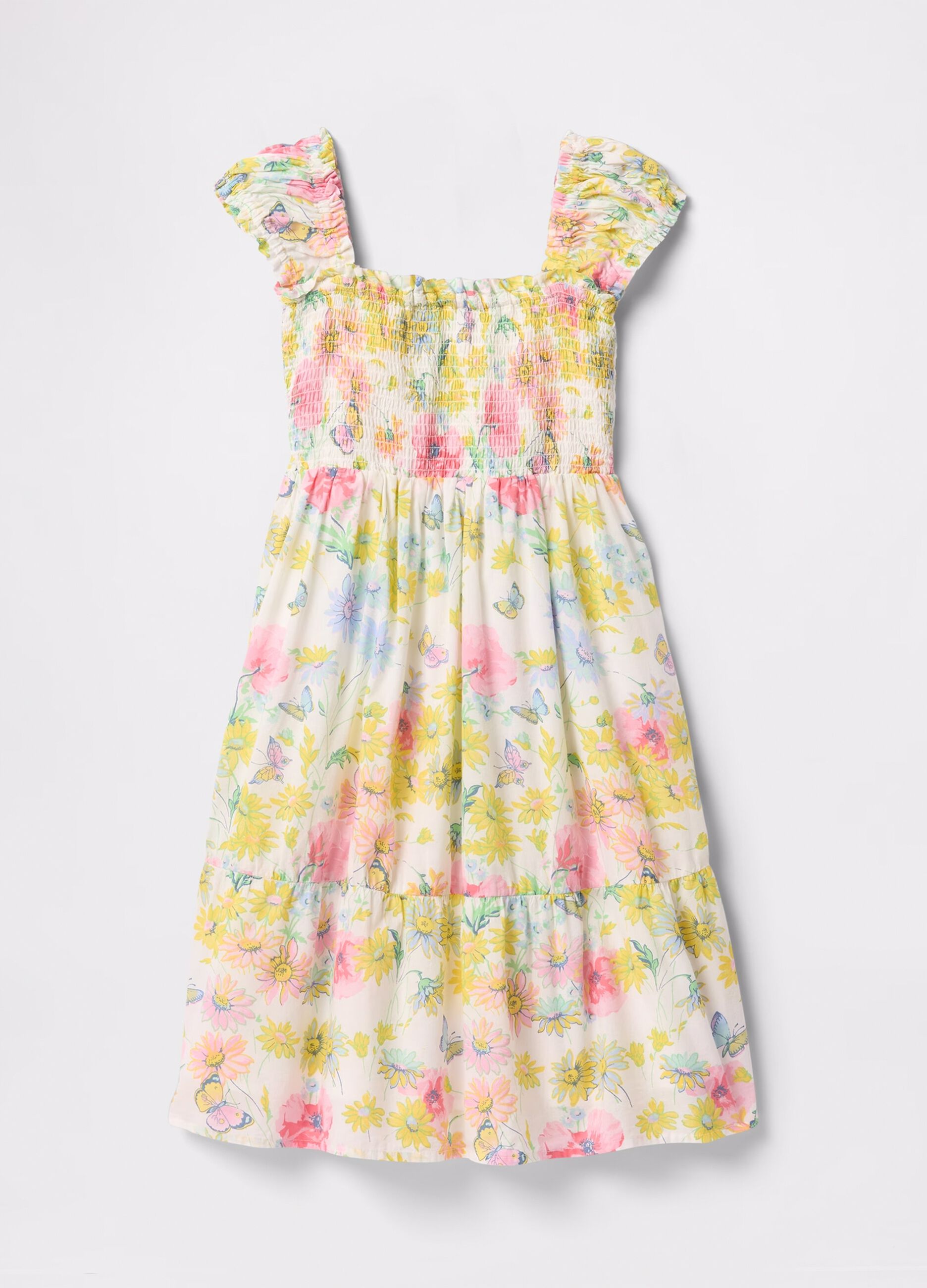 White floral dress in cotton