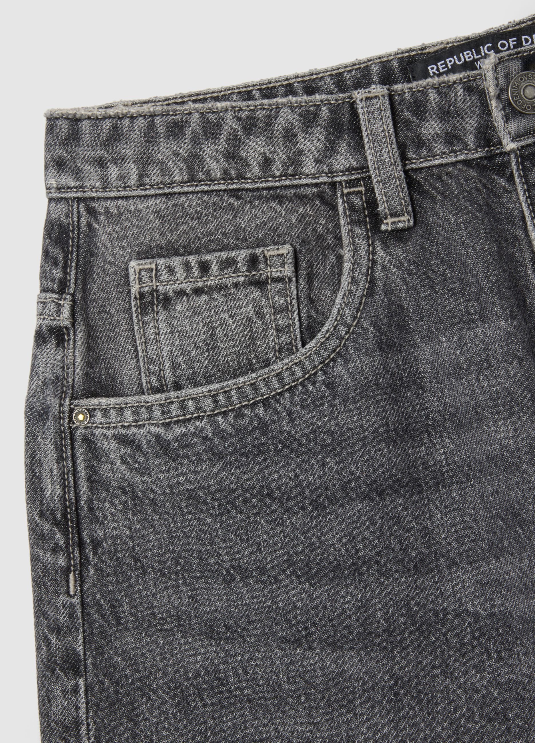 Wide-leg grey cotton trousers