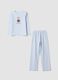 White and blue organic stretch cotton crew-neck pyjamas_0