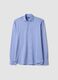 Light blue pure cotton knit shirt, regular fit with classic collar_0