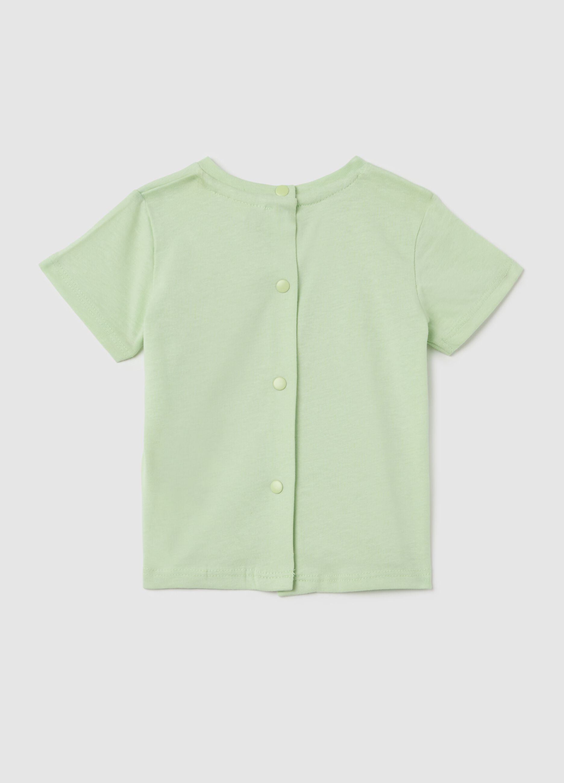 T-shirt da bambina in puro cotone verde regular fit con stampa