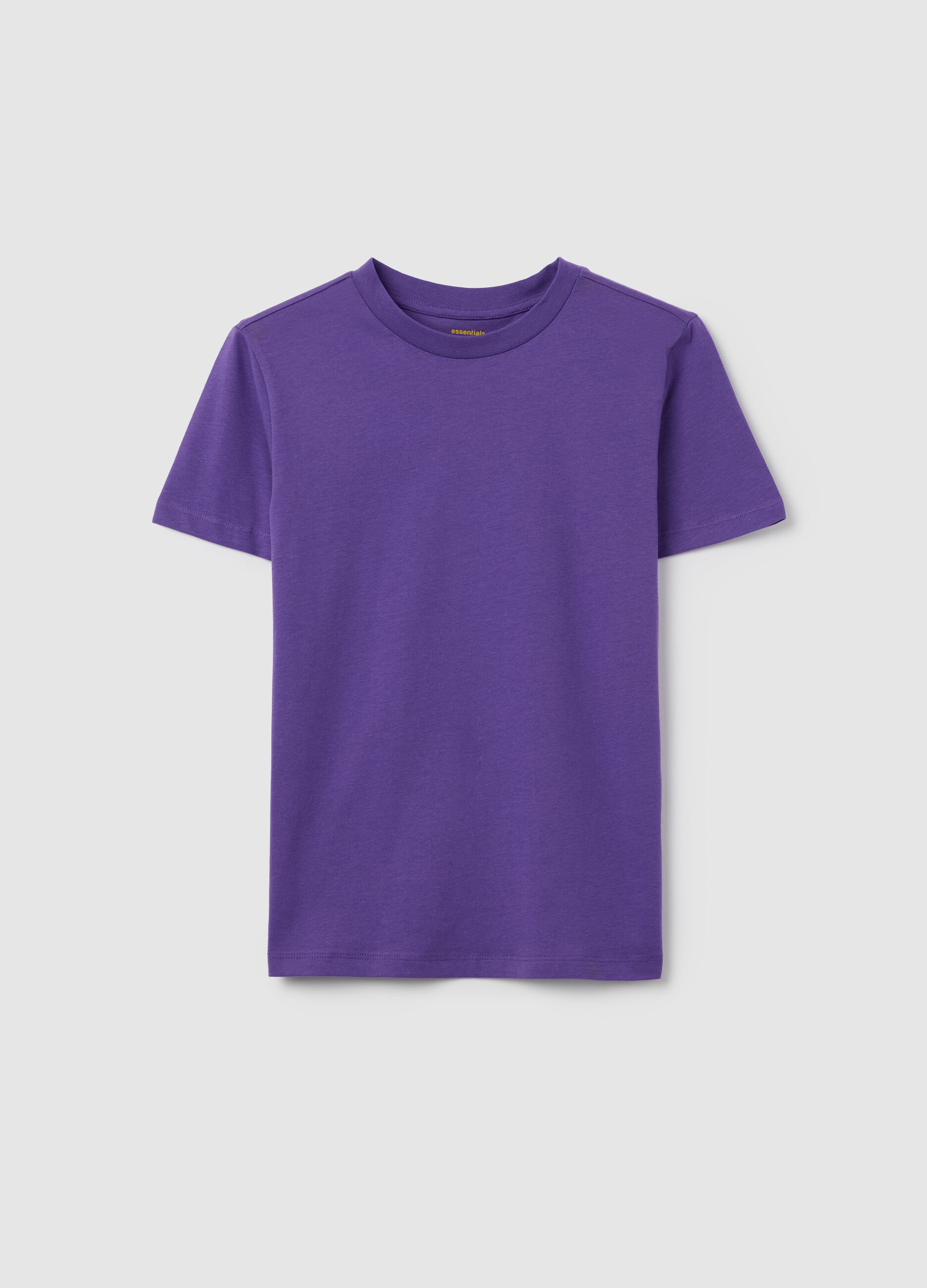 OVS Kids Purple Crew Neck T-shirt in Pure Cotton