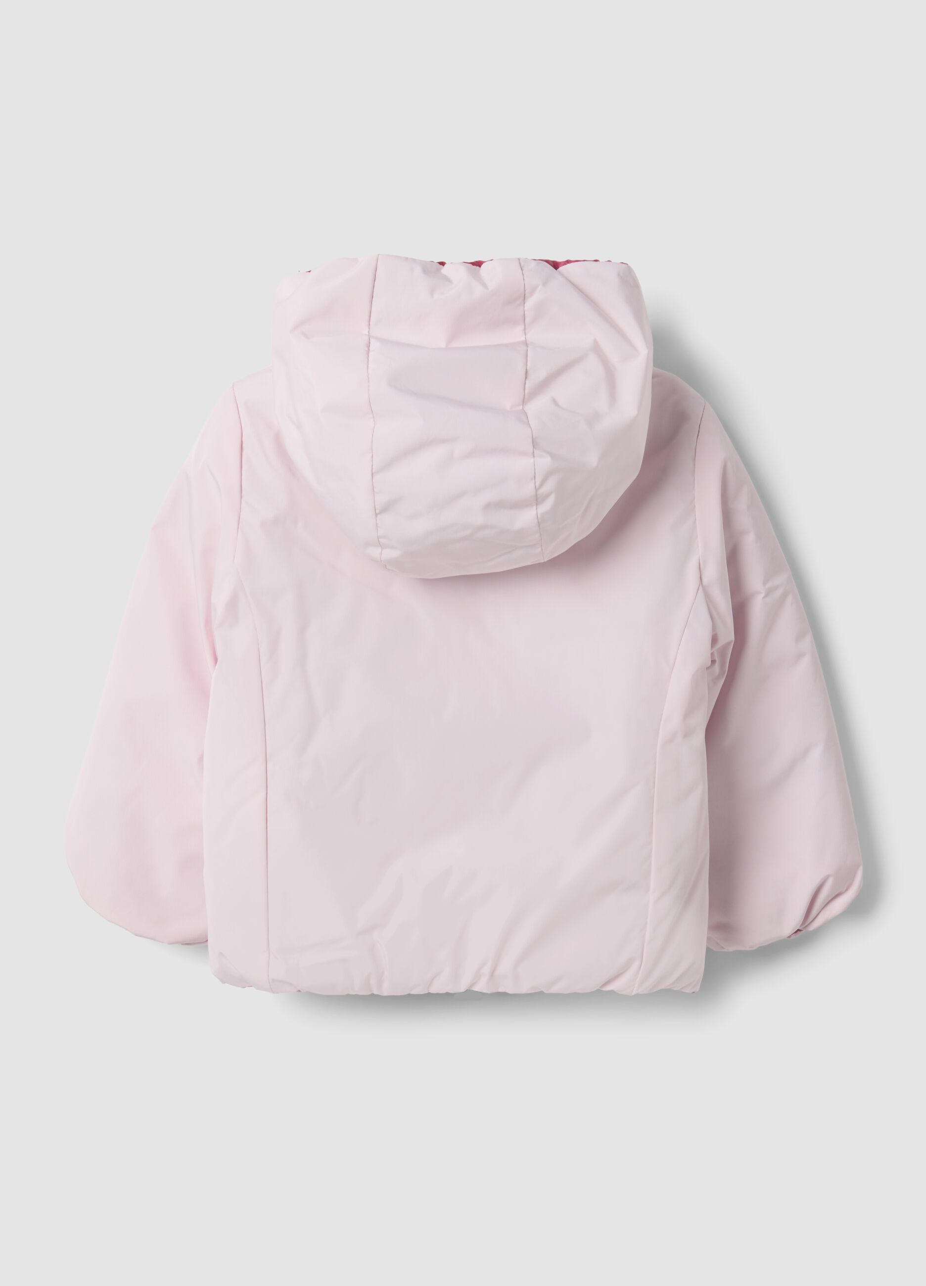 Reversible Ultralight Pink and Red Hooded Zip Jacket for Girls