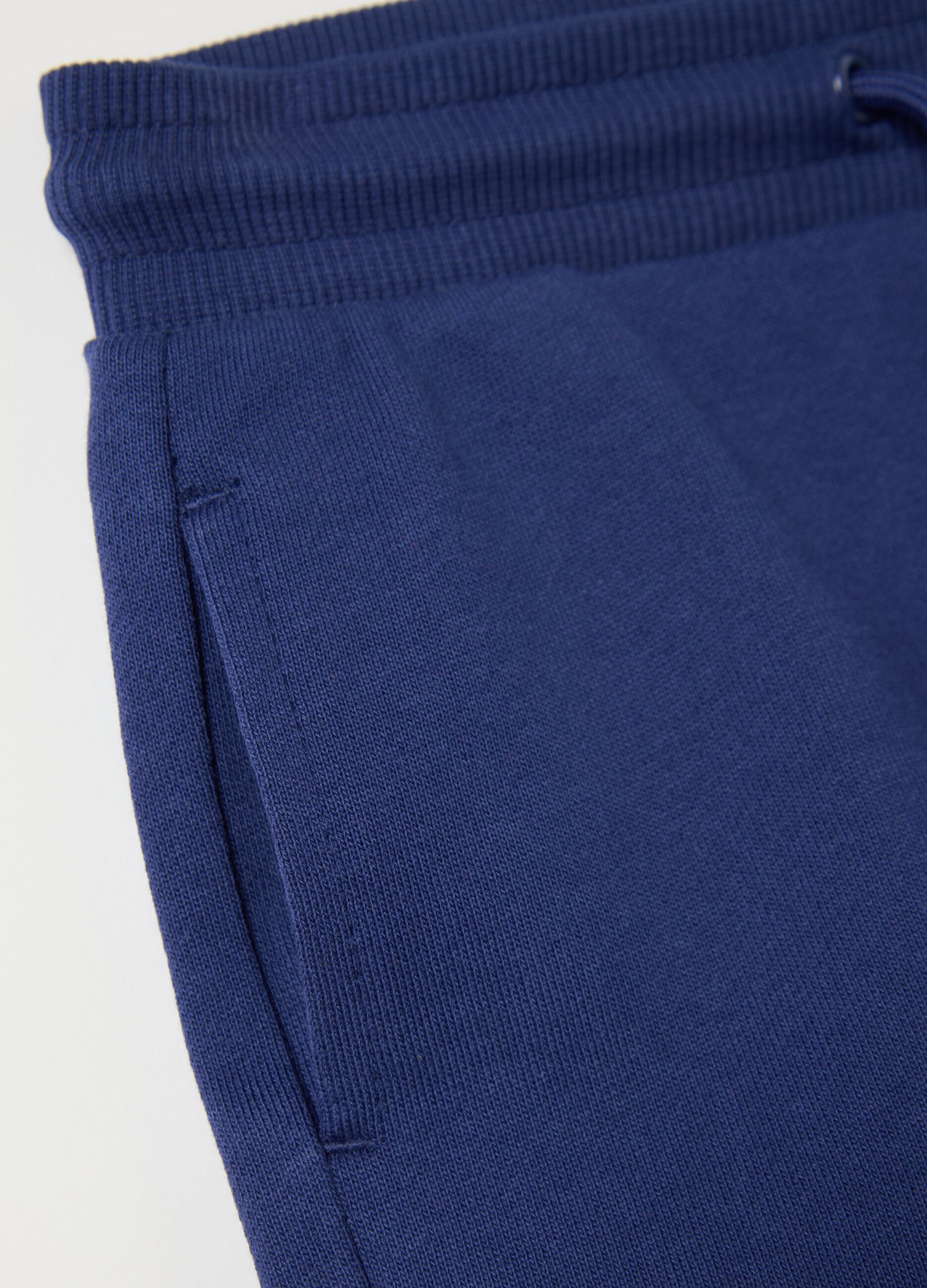 Blue French terry shorts with drawstring