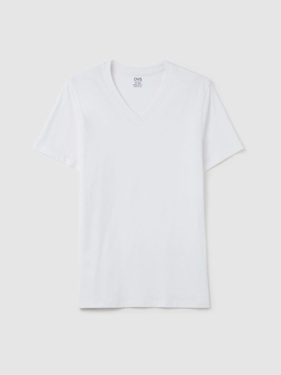 Slub cotton T-shirt with V neck_4