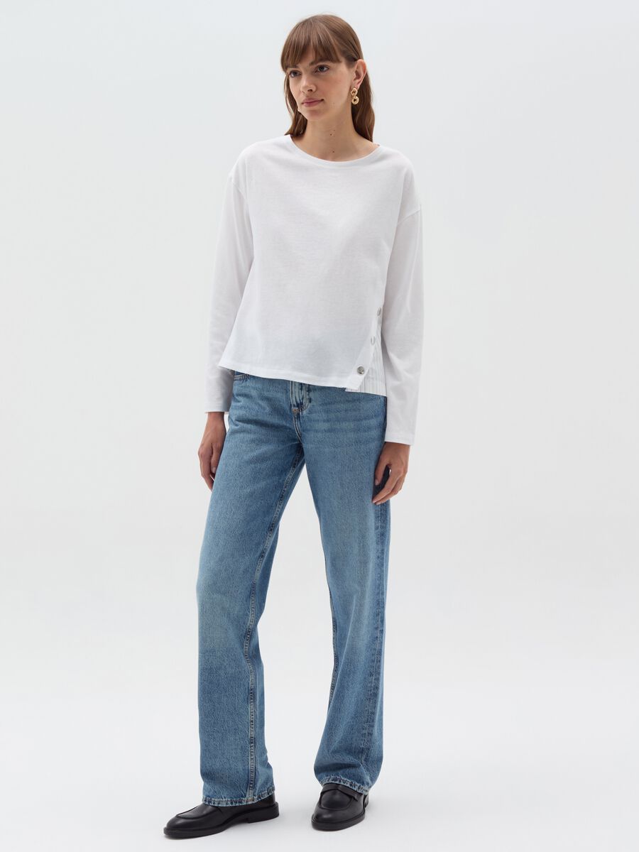 Long-sleeved T-shirt with striped inserts_0