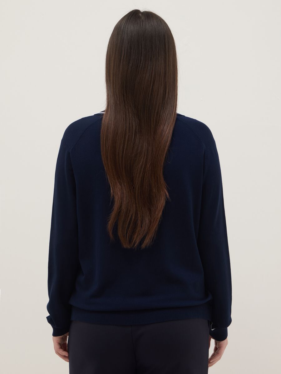 Blue viscose blend jumper with polo collar regular fit_2