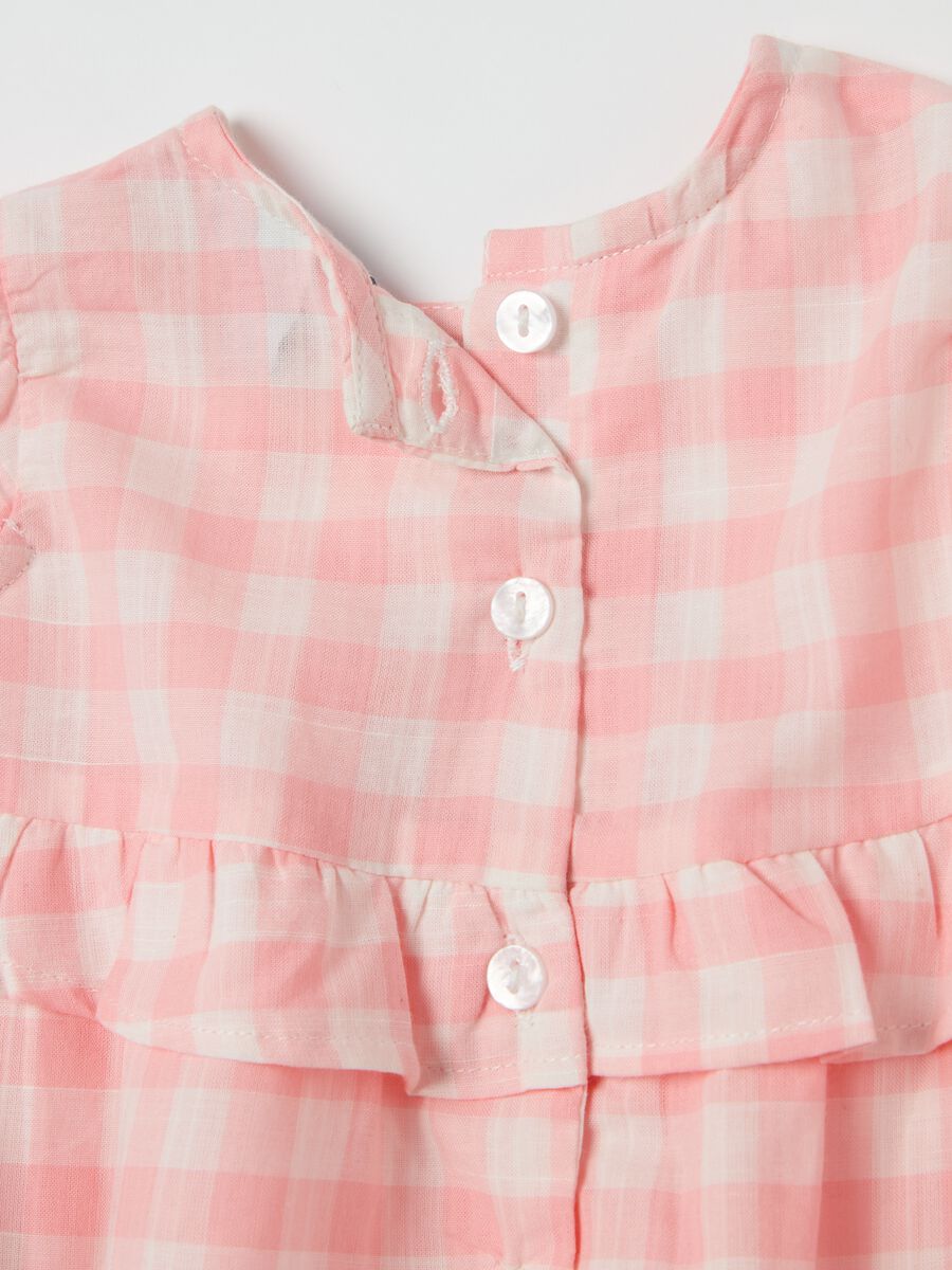 Cotton romper suit with check pattern_3