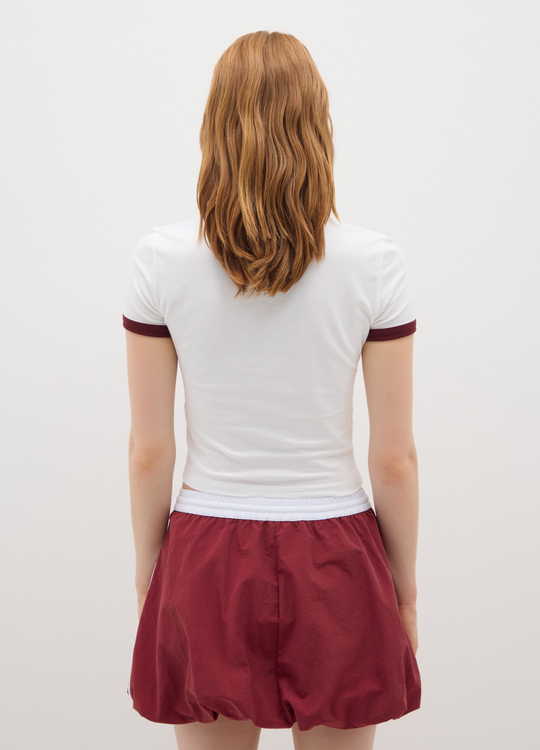 Women's White Cotton Blend T-shirt